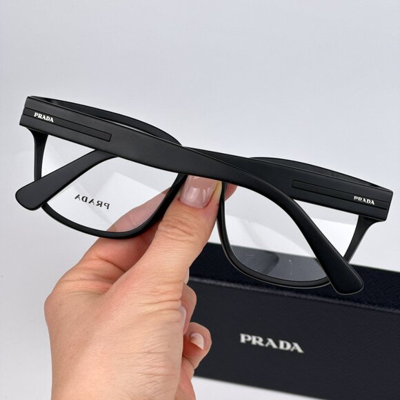 Prada PRA09V 12P1O1 BRAND NEW Eyeglasses Matte Black Square Unisex - Picture 4 of 11